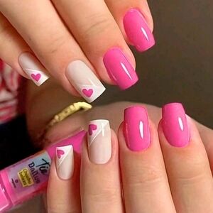 Pink Heart Press-on Nails